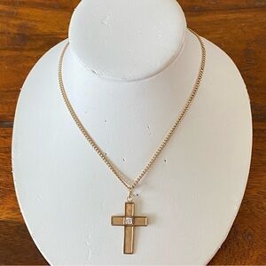 Artisan - Gold filled Cross Pendant Necklace - Simple Religious Jewelry